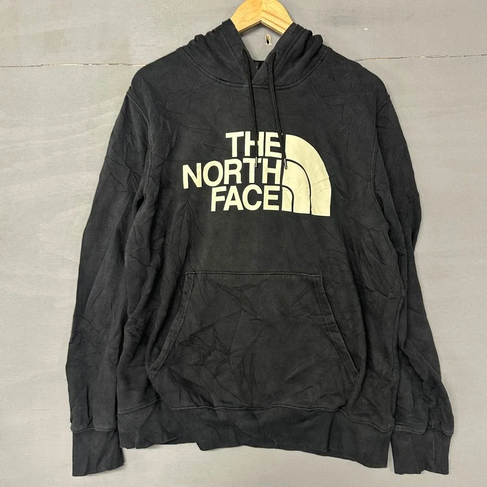The North‎ Face Mens Black Large Logo Pullover Hoodie Fleece Sweatshirt Size L